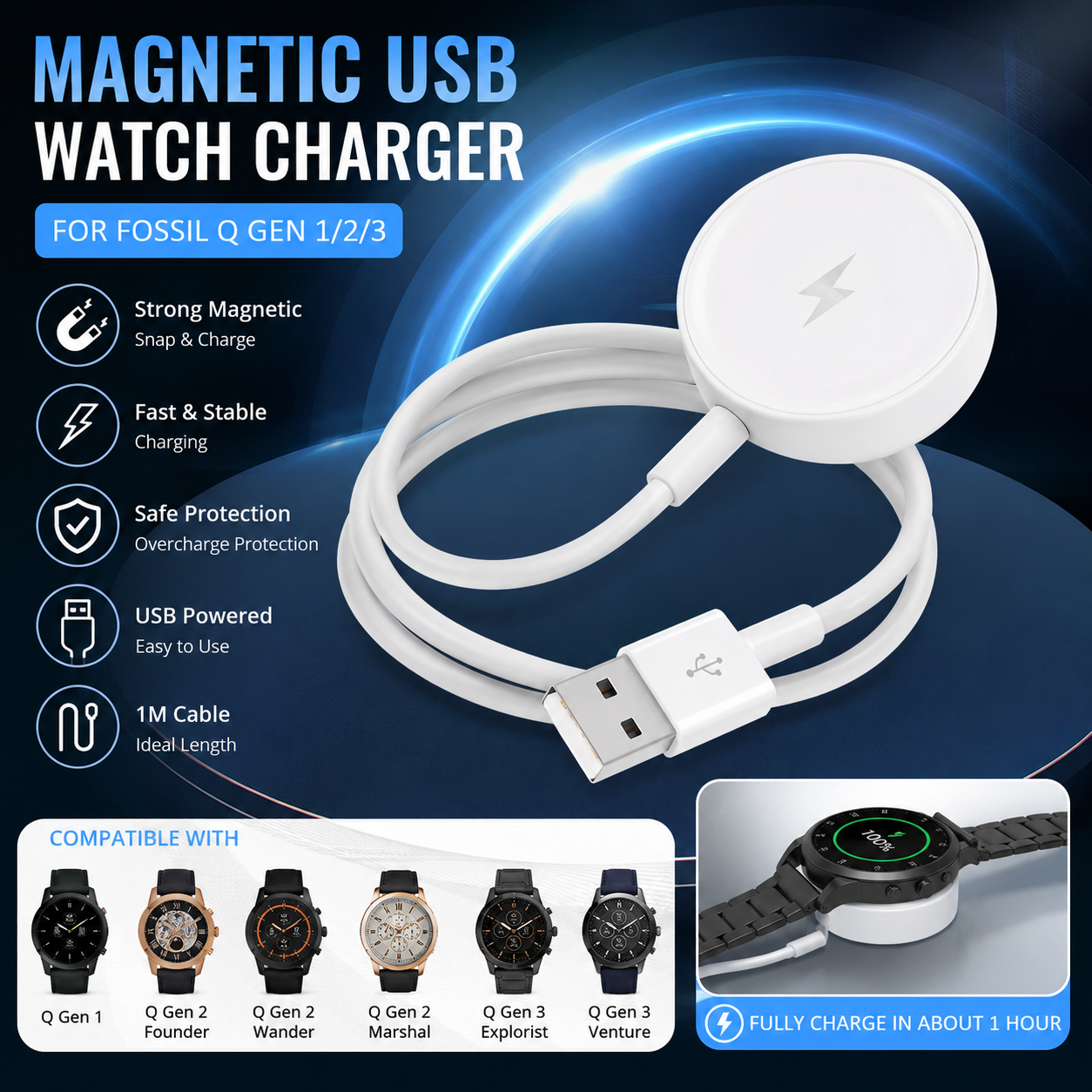 Fossil Watches Smartwatch Gen 3 - Smart Watch Fast Charging Stand Dock