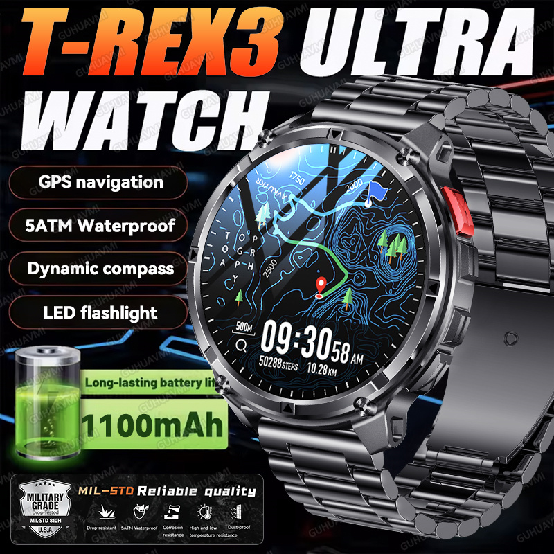 Heart Rate Gps Watch - 2026 New T-Rex3 Ultra 1100Mah Military