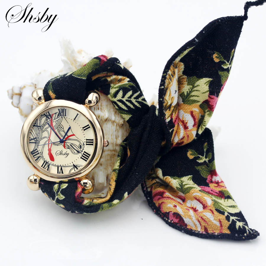 Ladies Fashion Watch - Shsby Ladies flower cloth wristwatch Women