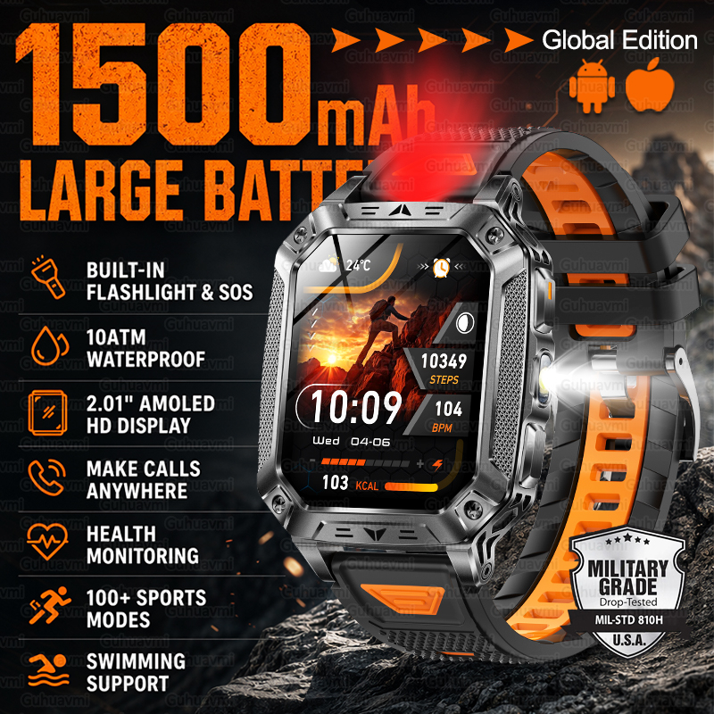 New 1500mAh Military Outdoor S - Heart Rate Gps Watch avaliação e preço