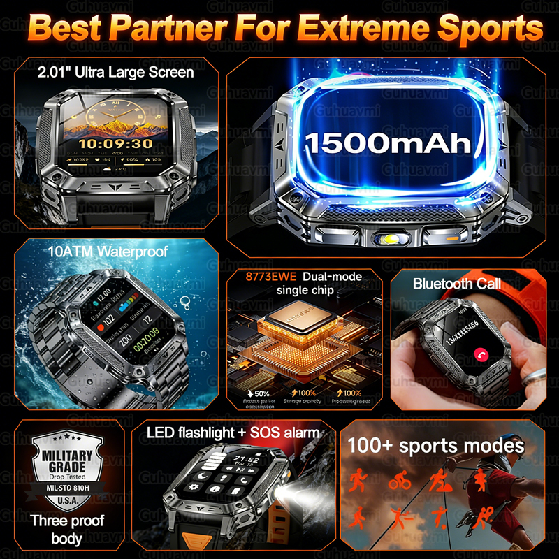 New 1500mAh Military Outdoor S - Heart Rate Gps Watch avaliação e preço