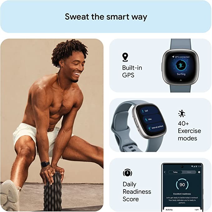 Fitbit Versa 4 Smart Watch Bui - Heart Rate Gps Watch avaliação e preço