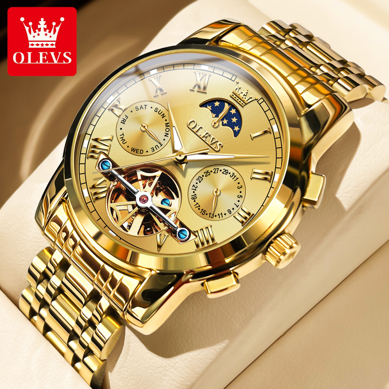OLEVS 6617 Men's Classic Mecha - Leather Watch Strap avaliação e preço