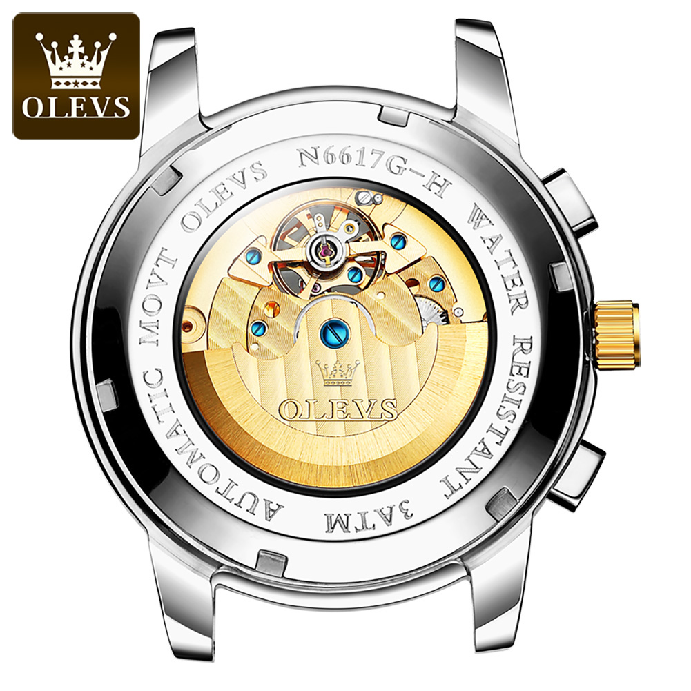 OLEVS 6617 Men's Classic Mecha - Leather Watch Strap avaliação e preço