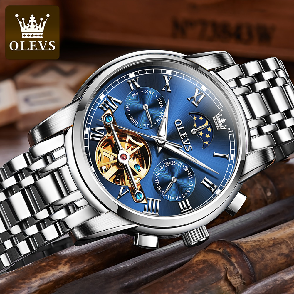 OLEVS 6617 Men's Classic Mecha - Leather Watch Strap avaliação e preço