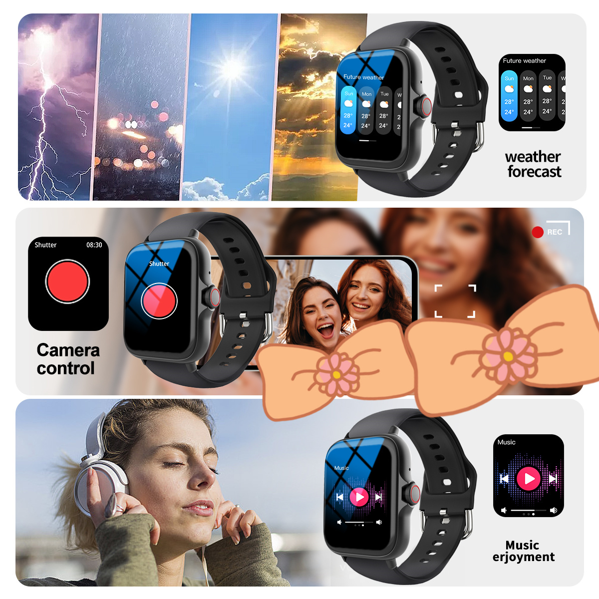 Smartwatch Sports Music Contro - Smartwatch Iphone Watches For Women avaliação e preço