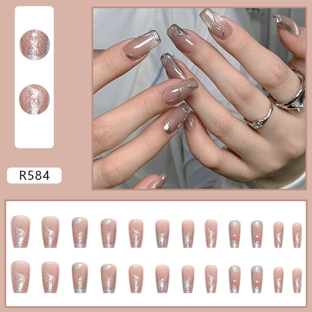 24pcs False Nails for Women Si - Crystal Press Tool avaliação e preço