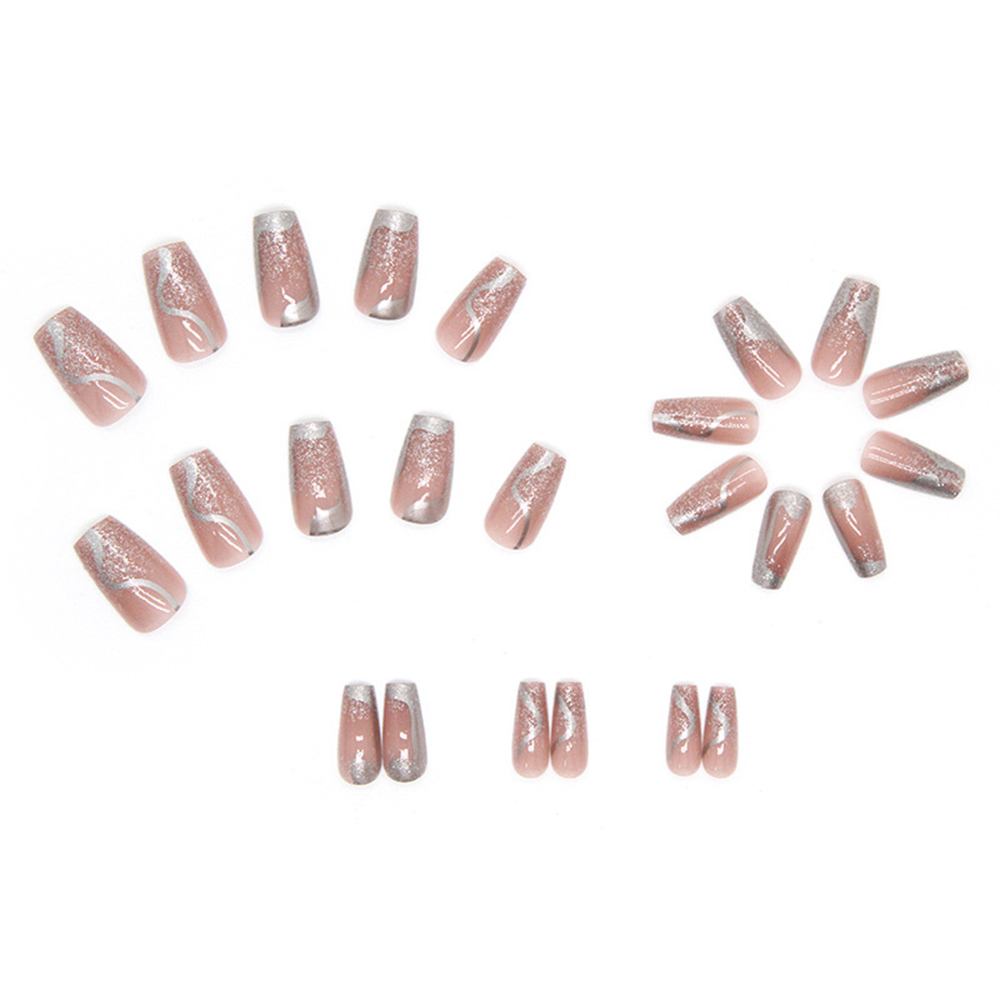 24pcs False Nails for Women Si - Crystal Press Tool avaliação e preço