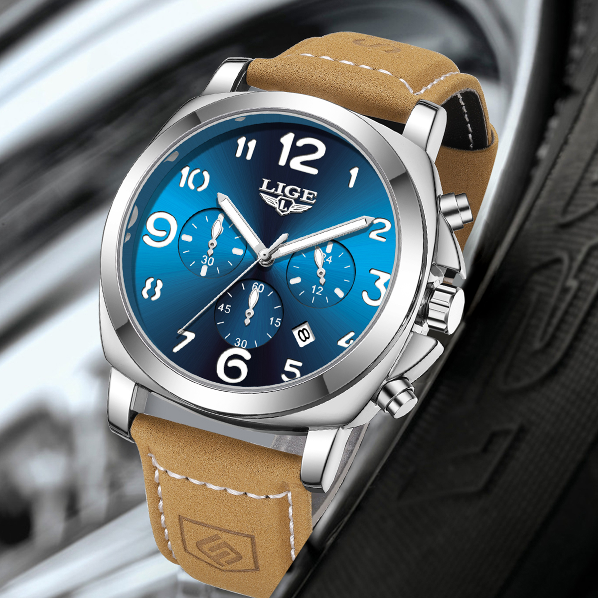 LIGE Casual Outdoor Quartz Man - Leather Watch Strap avaliação e preço