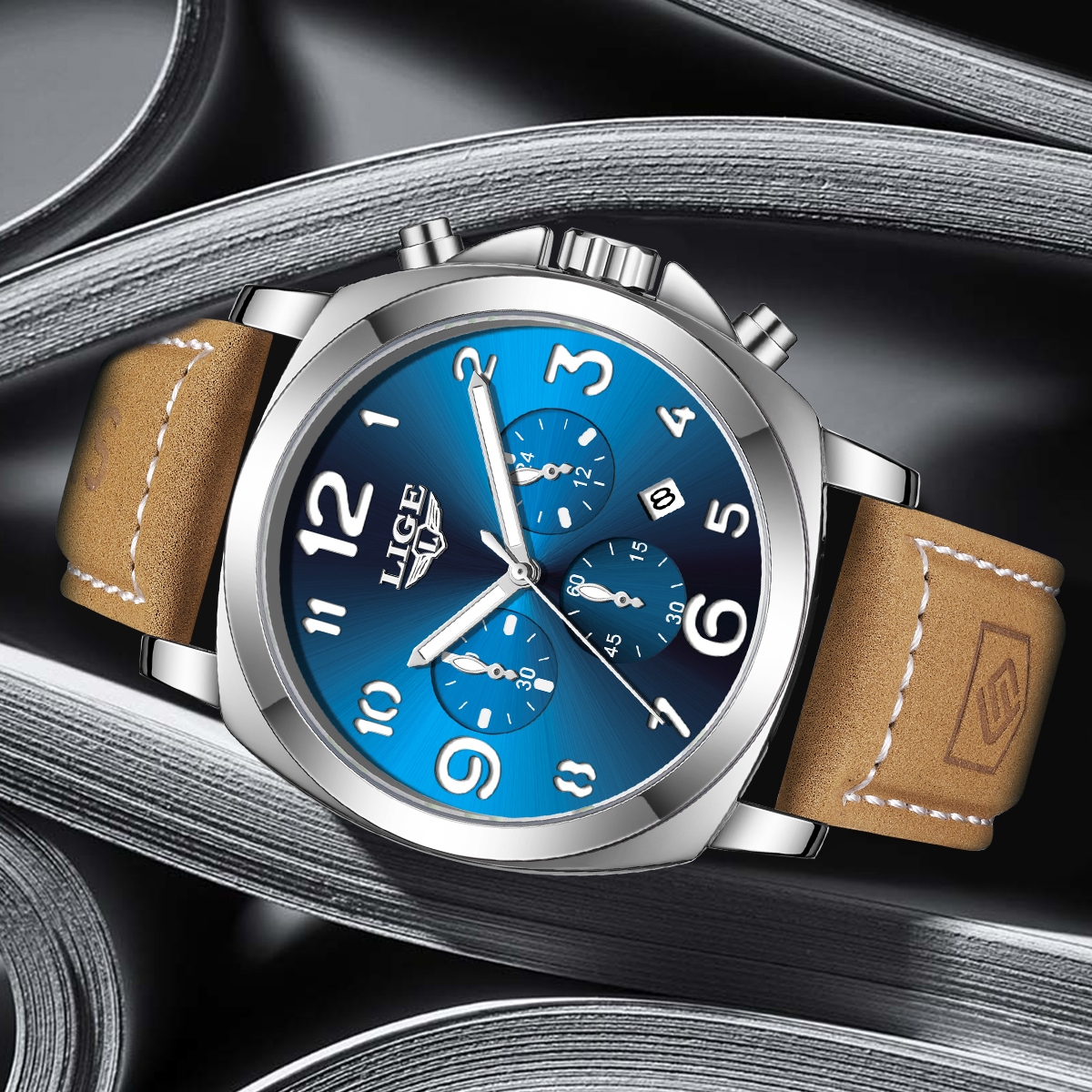 LIGE Casual Outdoor Quartz Man - Leather Watch Strap avaliação e preço