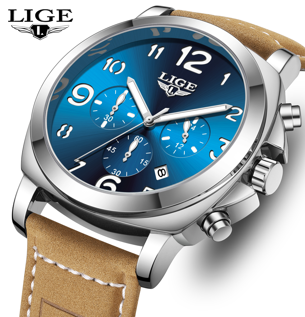 LIGE Casual Outdoor Quartz Man - Leather Watch Strap avaliação e preço