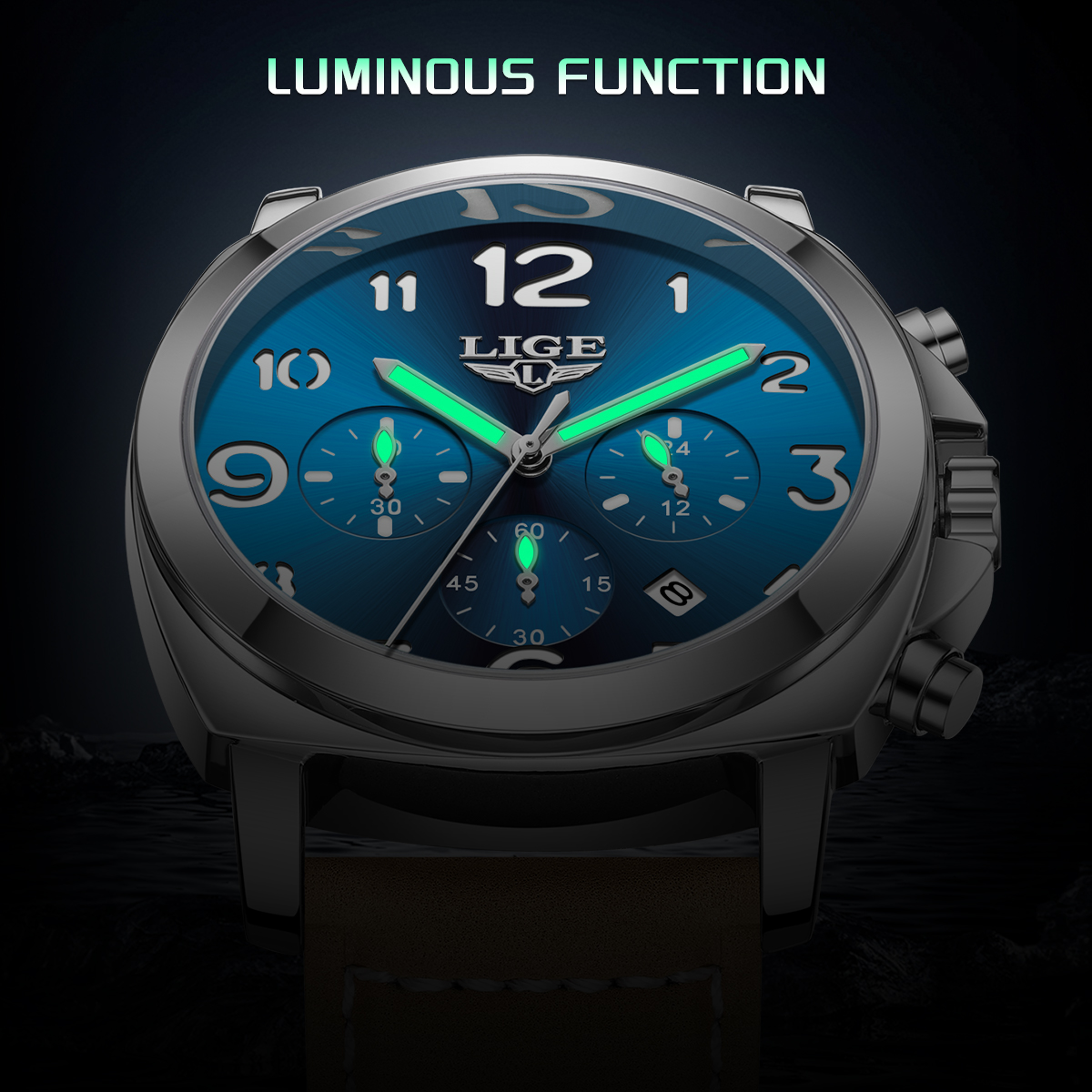 LIGE Casual Outdoor Quartz Man - Leather Watch Strap avaliação e preço