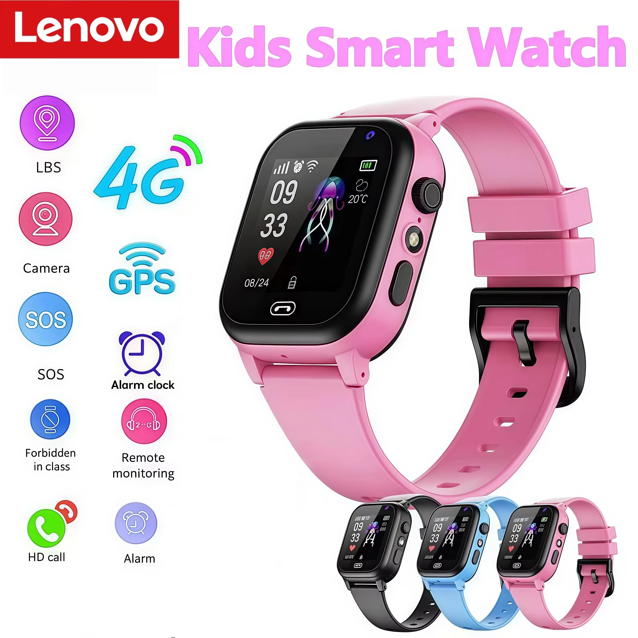 Lenovo Kids Smart Watch SOS Wi - Smartwatch Watches Gift For Boys With Gps avaliação e preço