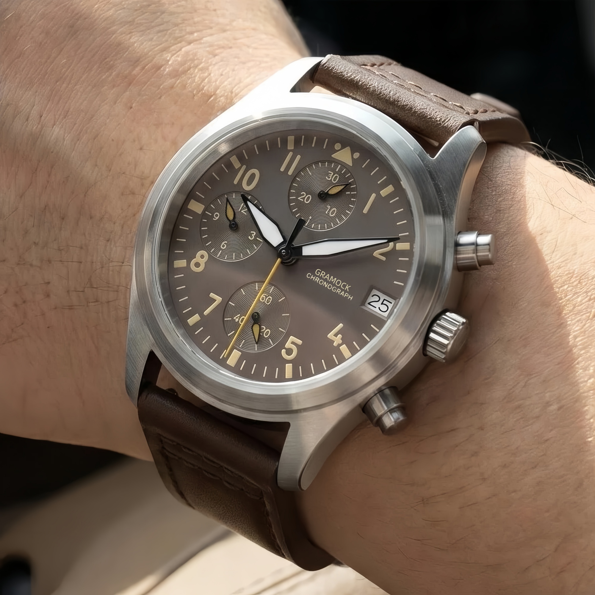 Men's 38mm Steel Dive Vintage  - Leather Watch Strap avaliação e preço