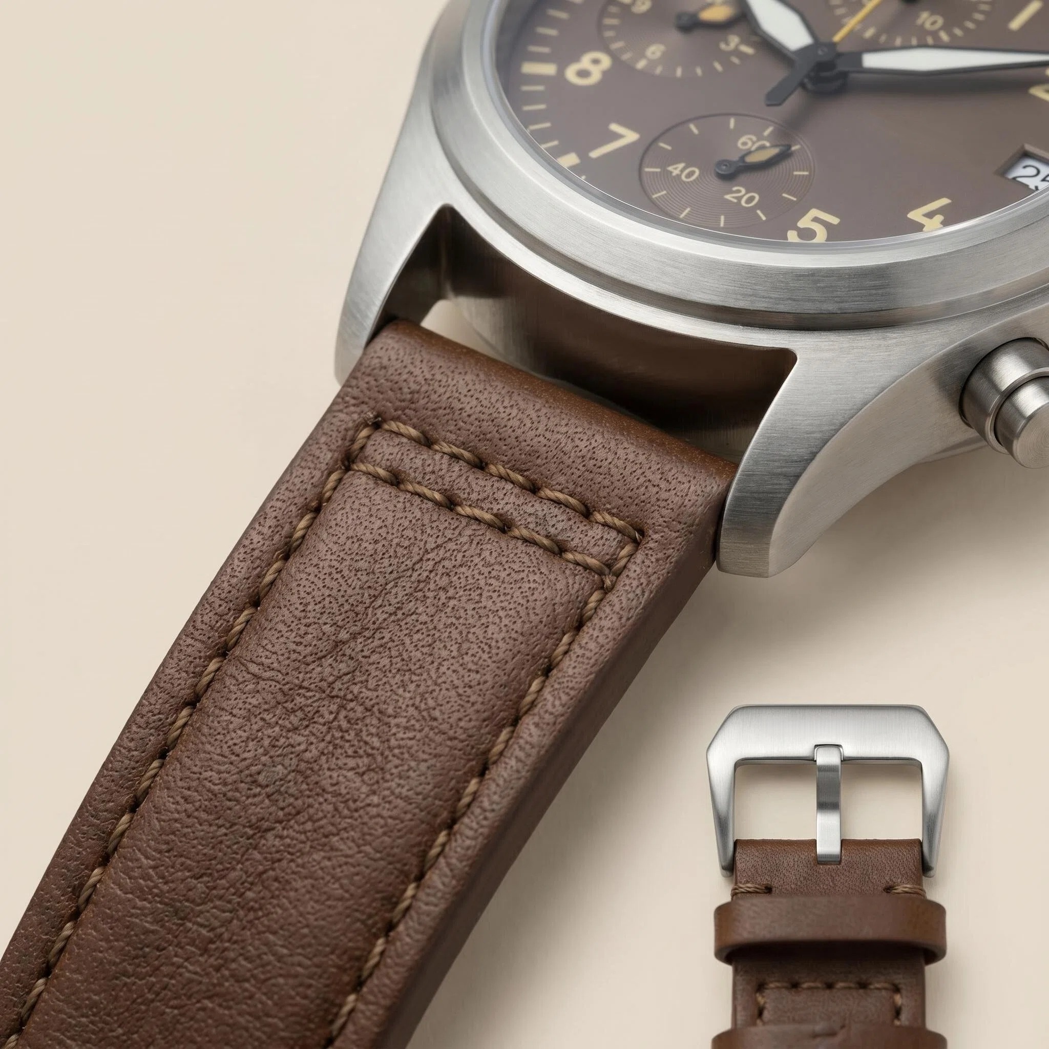 Men's 38mm Steel Dive Vintage  - Leather Watch Strap avaliação e preço
