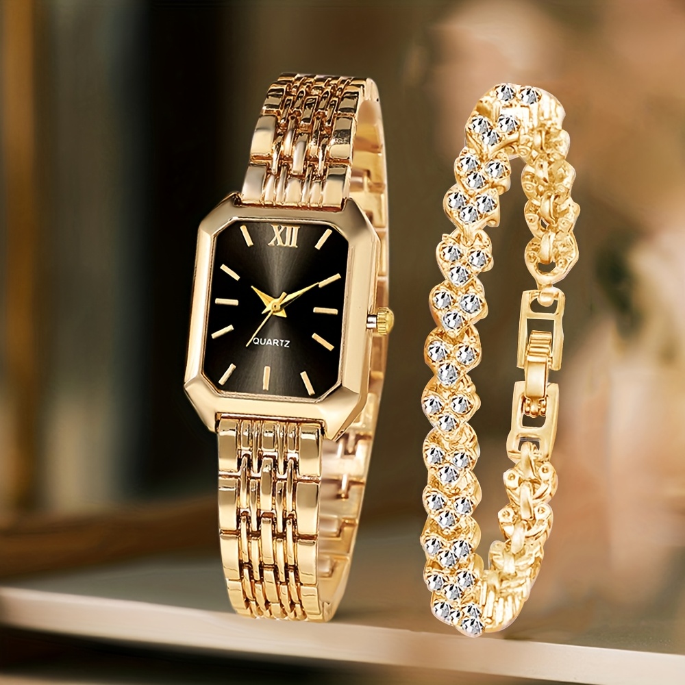 2PCS Fashion Rectangle Women Q - Ladies Fashion Watch avaliação e preço