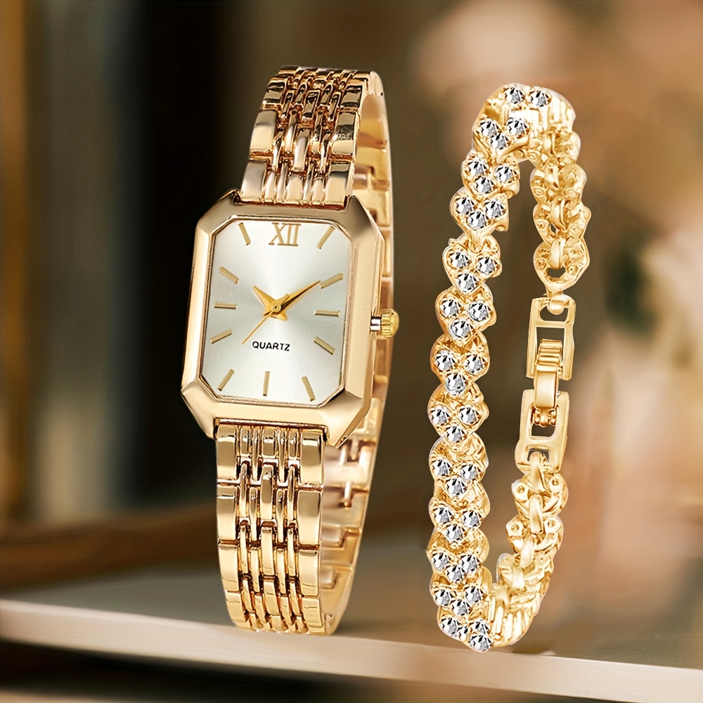 2PCS Fashion Rectangle Women Q - Ladies Fashion Watch avaliação e preço