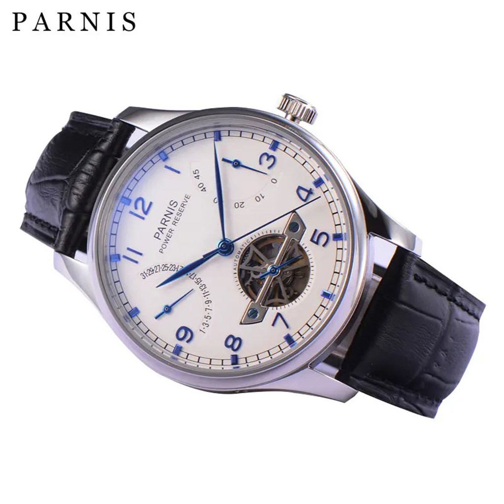 Parnis 43mm Luxury Power Reser - Leather Watch Strap avaliação e preço