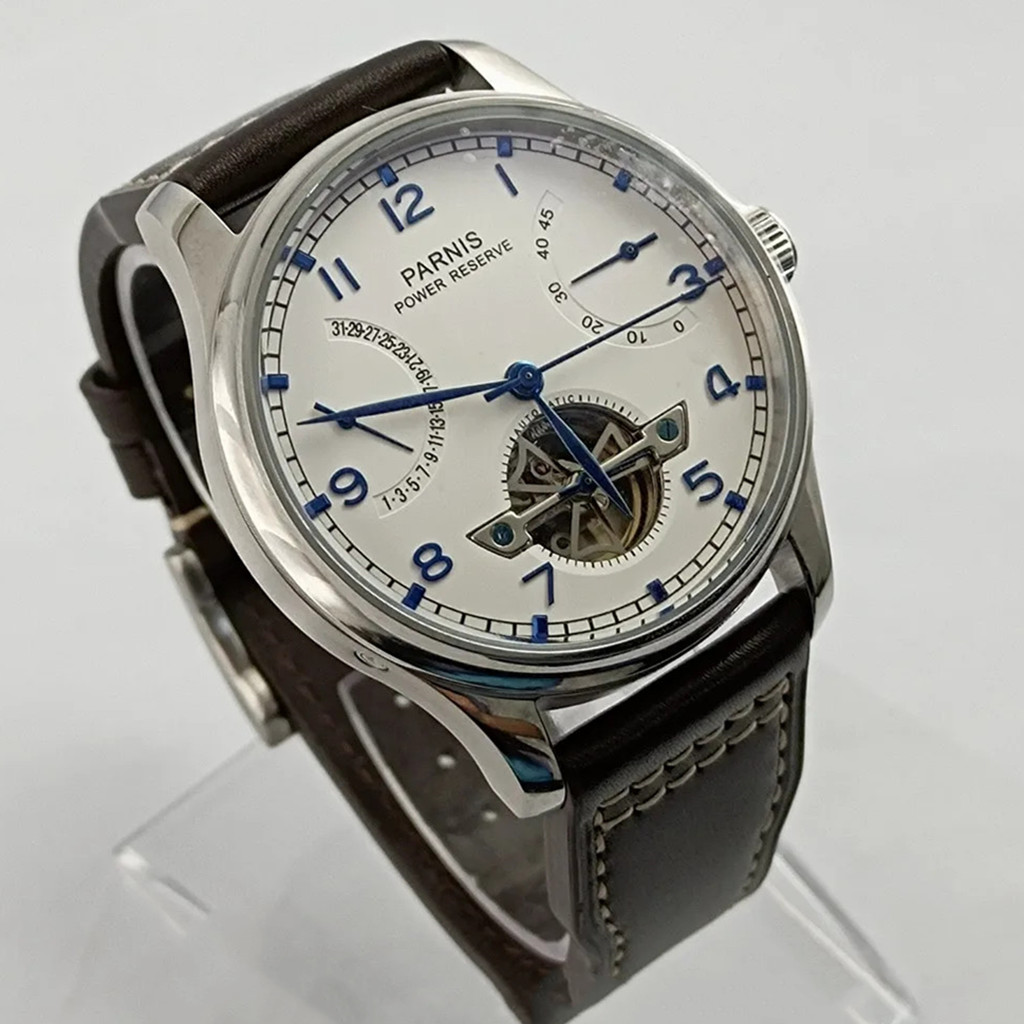Parnis 43mm Luxury Power Reser - Leather Watch Strap avaliação e preço