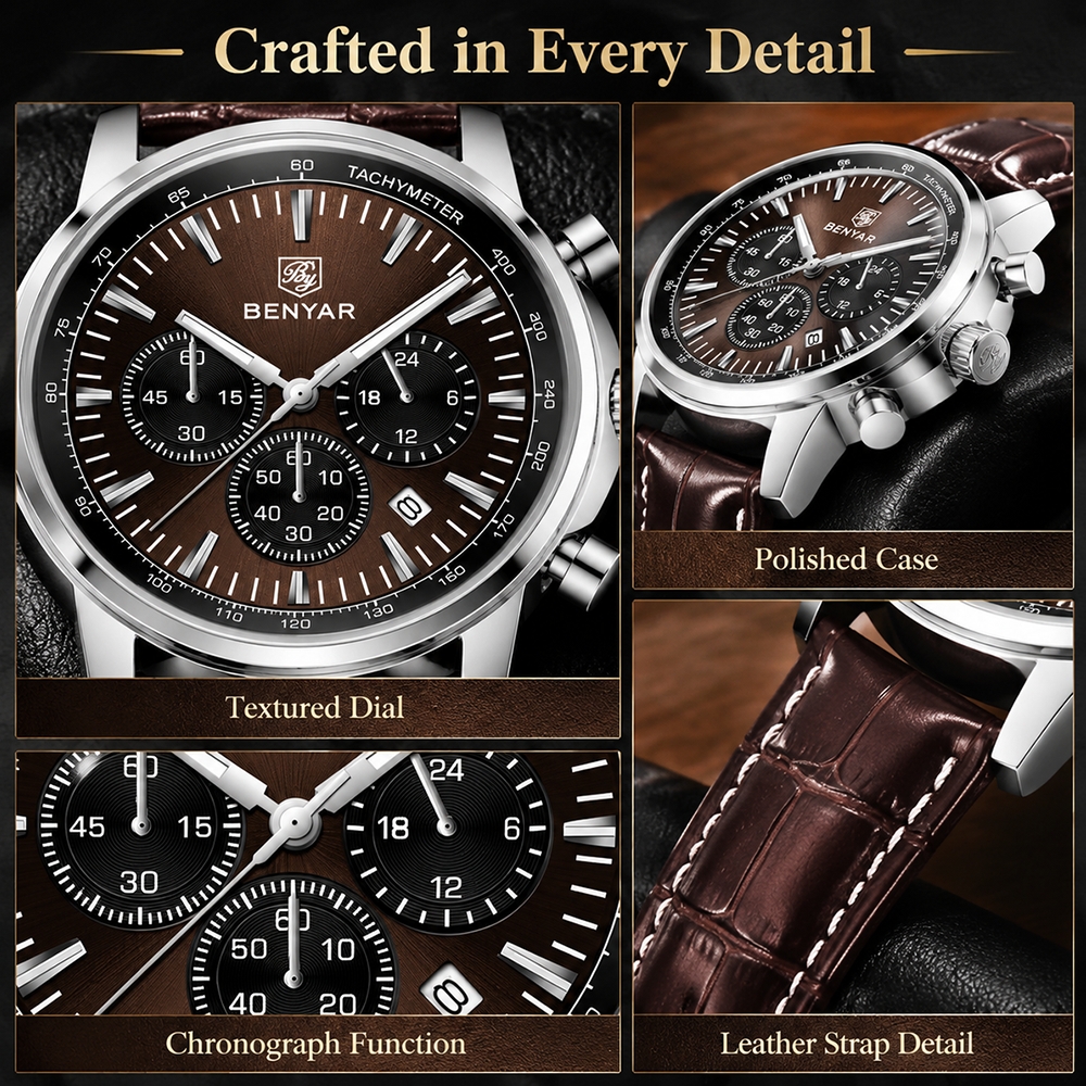 BENYAR Top brand multifunction - Leather Watch Strap avaliação e preço