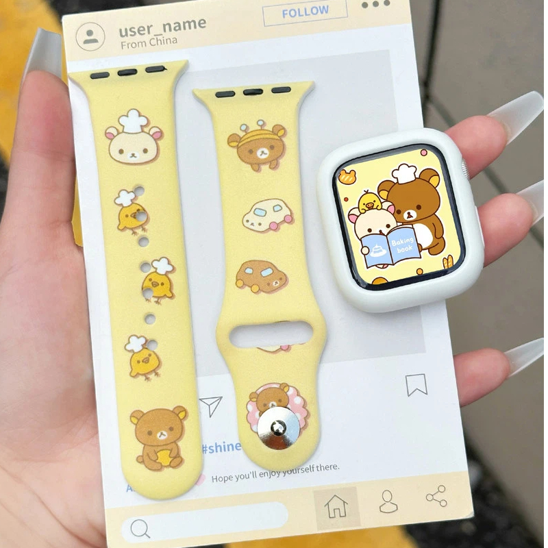 Cute Rilakkuma Print Silicone  - Apple Watch Band avaliação e preço