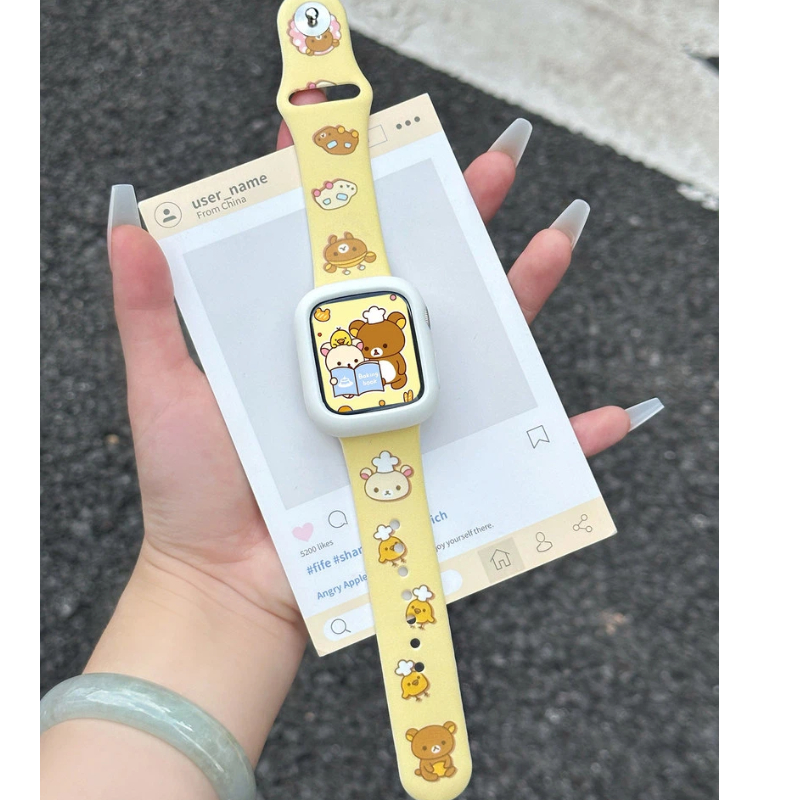 Cute Rilakkuma Print Silicone  - Apple Watch Band avaliação e preço