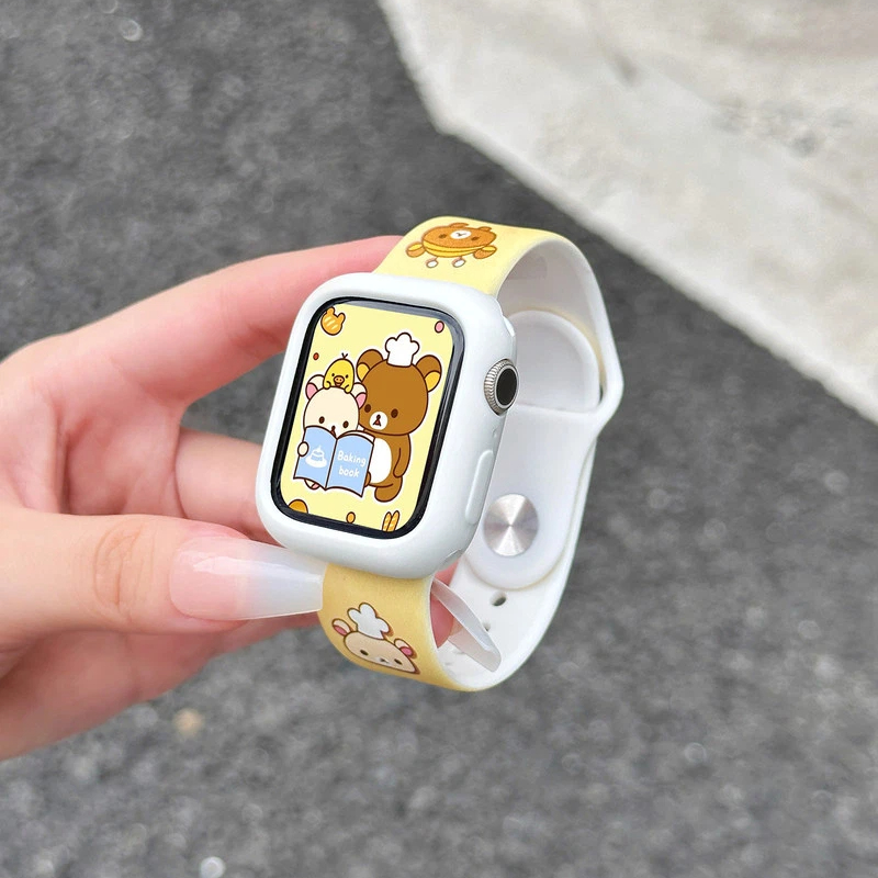Cute Rilakkuma Print Silicone  - Apple Watch Band avaliação e preço