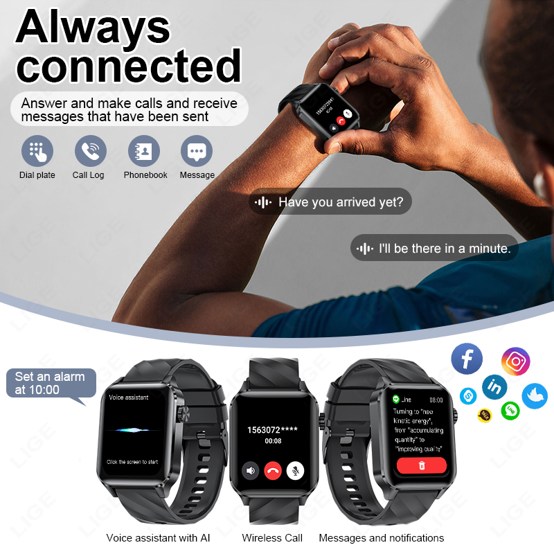 LIGE New Bluetooth Call Smart  - Smartwatch Iphone Watches For Women avaliação e preço