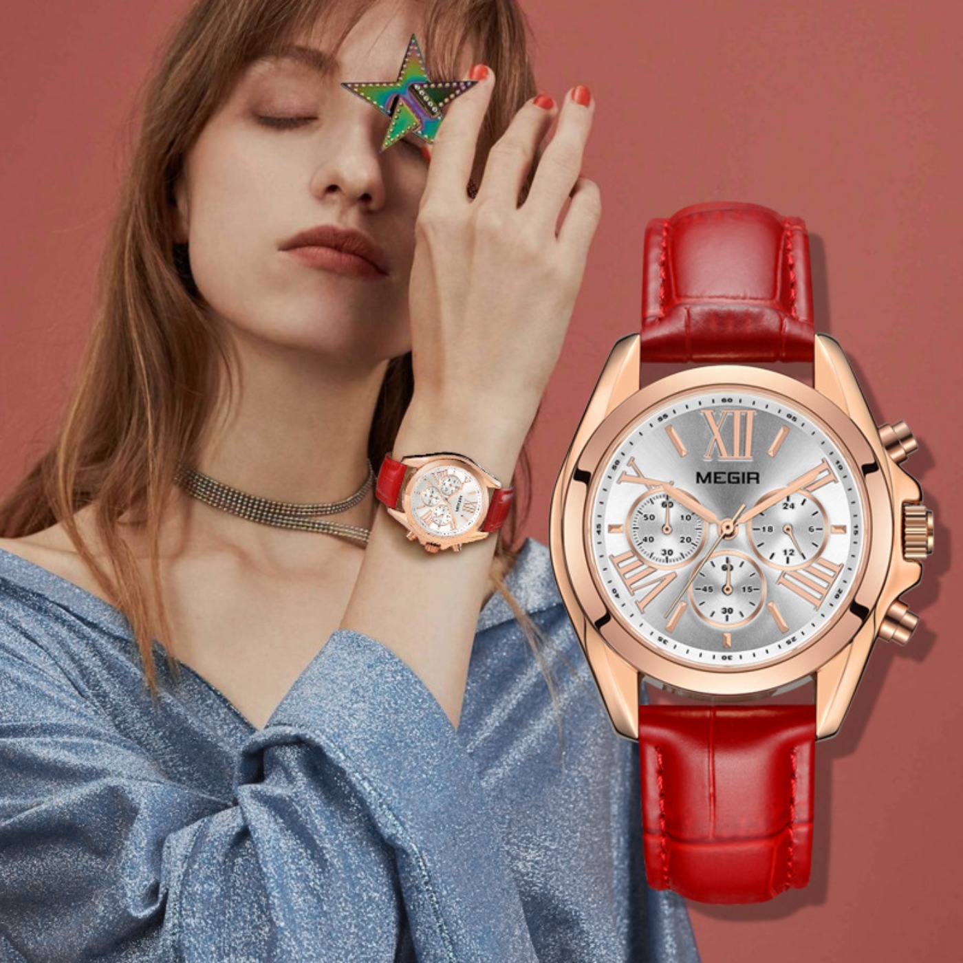 MEGIR New Luxury Leather Watch - Ladies Fashion Watch avaliação e preço