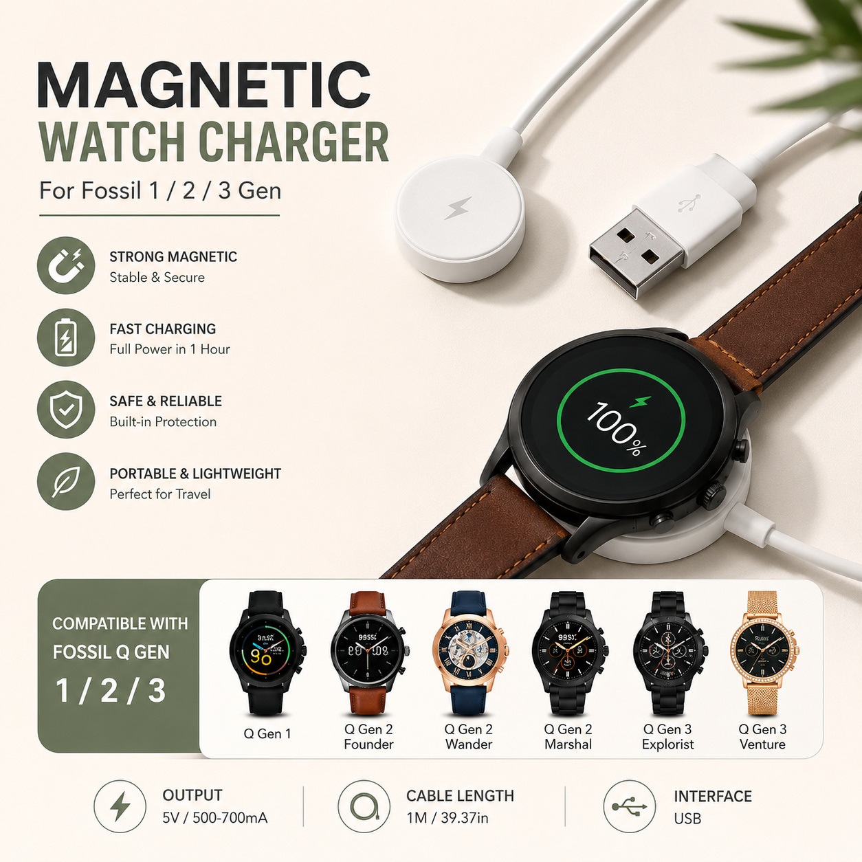 USB Watch Charger Adapter Smar - Fossil Watches Smartwatch Gen 3 avaliação e preço