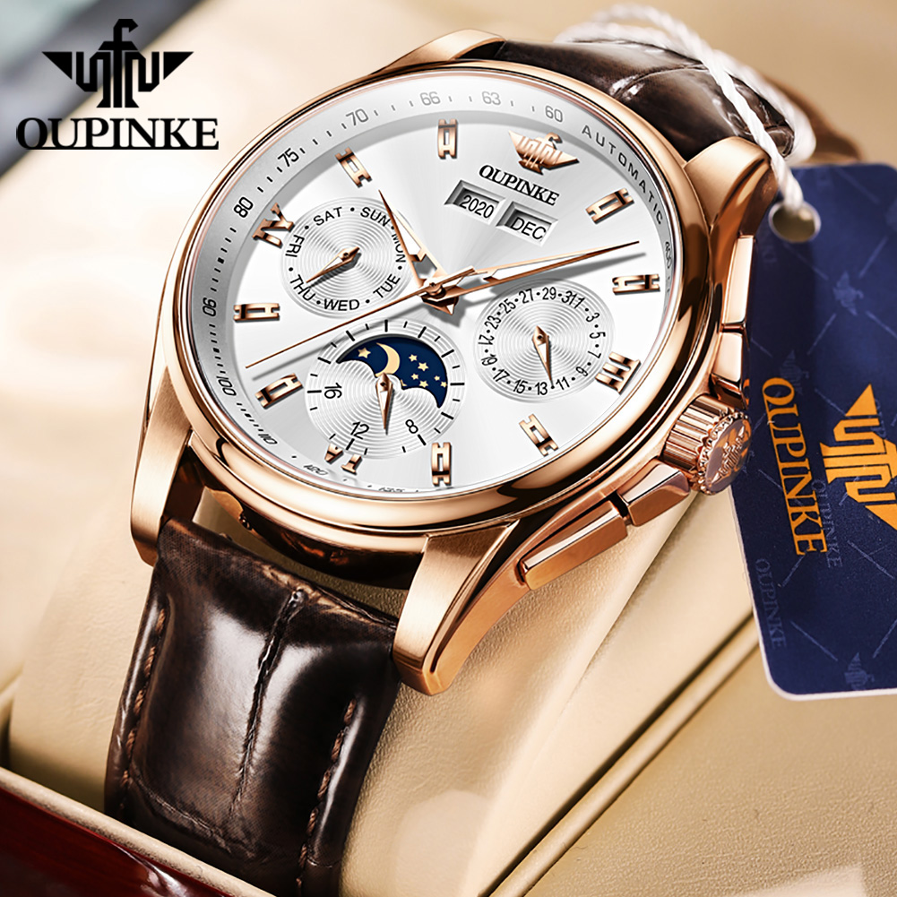 OUPINKE Men's Watches Casual T - Leather Watch Strap avaliação e preço