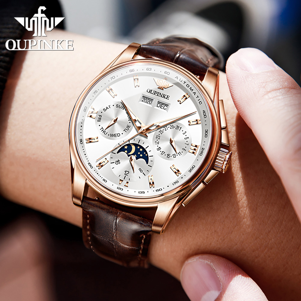 OUPINKE Men's Watches Casual T - Leather Watch Strap avaliação e preço