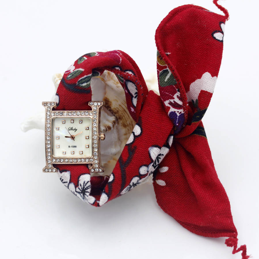 Shsby Ladies flower cloth wris - Ladies Fashion Watch avaliação e preço