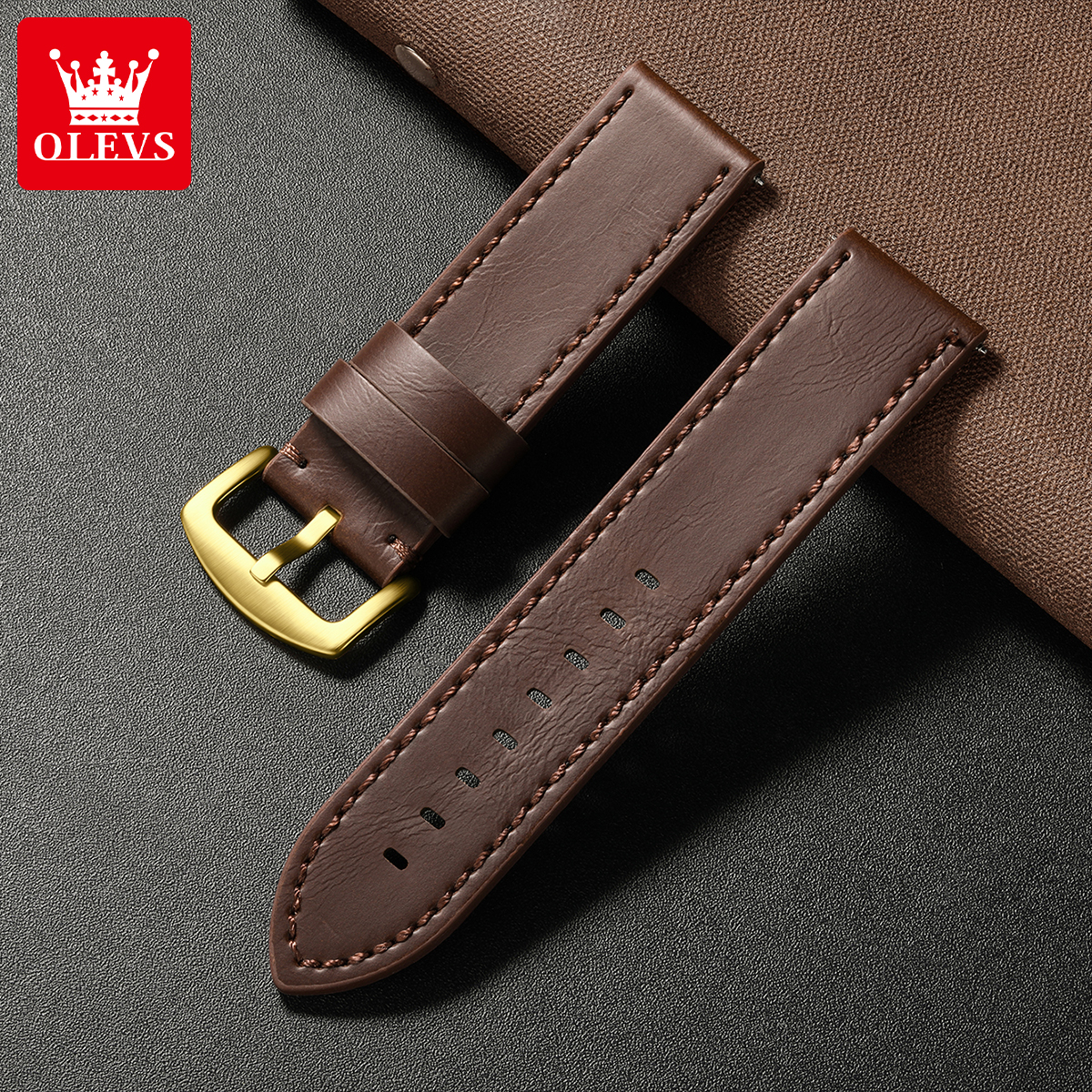 OLEVS brand mens watches water - Leather Watch Strap avaliação e preço
